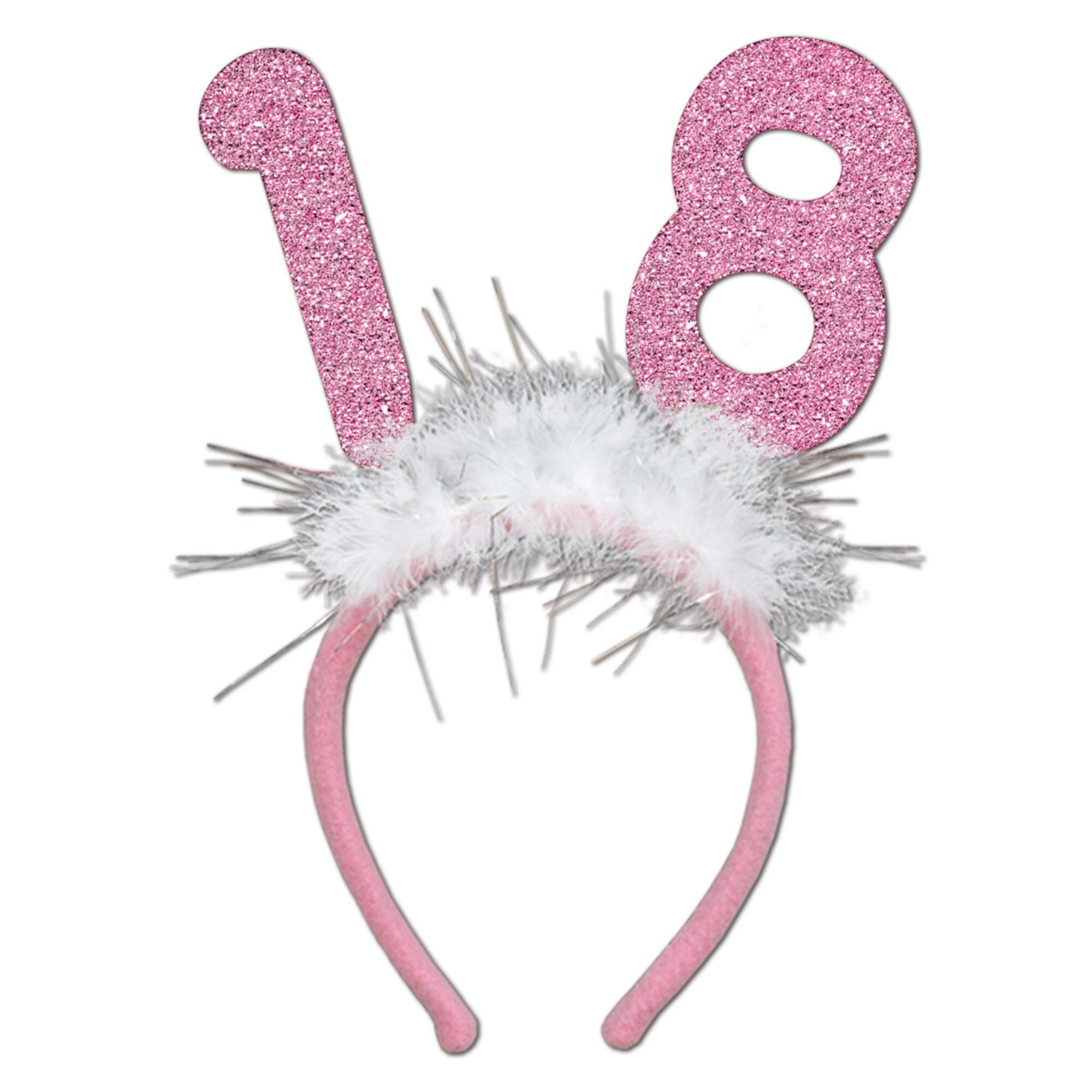 Beistle Adult Pink "18" Glittered Boppers with Marabou, 2ct.